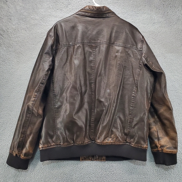 Levis Faux Leather Sherpa Lined Bomber Jacket Mens XL Brown - Picture 9 of 14